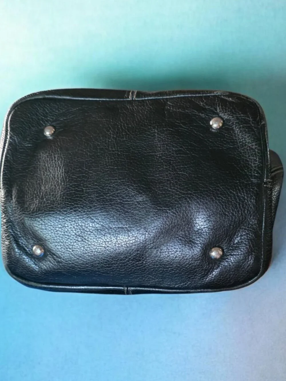 VINTAGE TIGNANELLO Black Leather Pebble Grain Satchel/Bucket Bag With Buckles